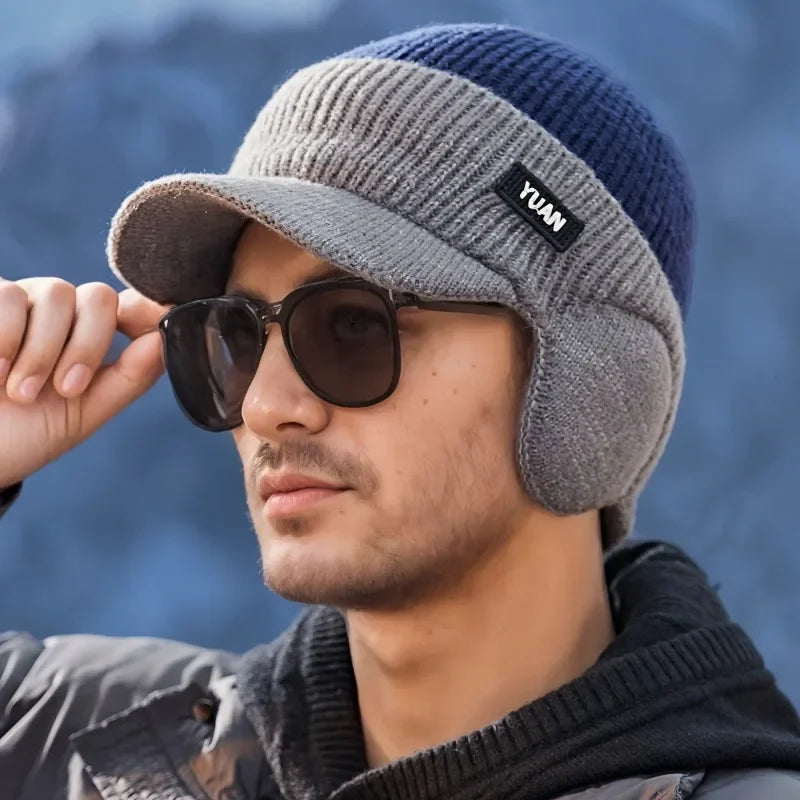 Dual-Tone Knit Baseball Cap — Fall Winter Texture Trend Dad Hat with Ear Protection Couples Set — view 9 of hats & caps