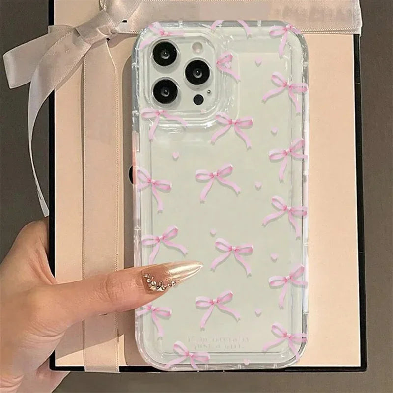 Heart Bow Aesthetic Clear Phone Case for iPhone 11–17 Pro Max — view 5 of phone cases