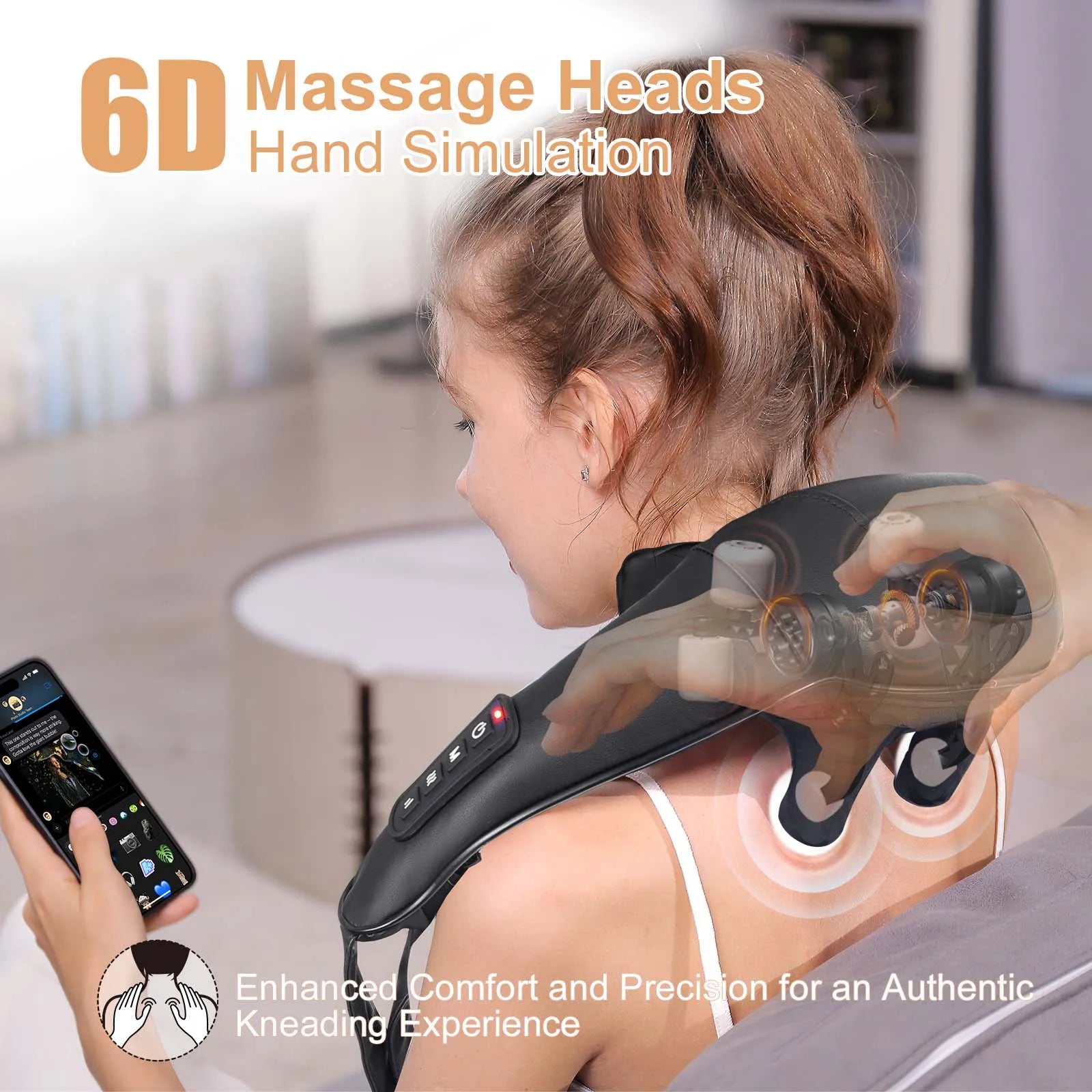 Masgre Cordless Shiatsu Back & Neck Massager with Heat — 3D Deep-Tissue Pillow — view 2 of recovery & massage