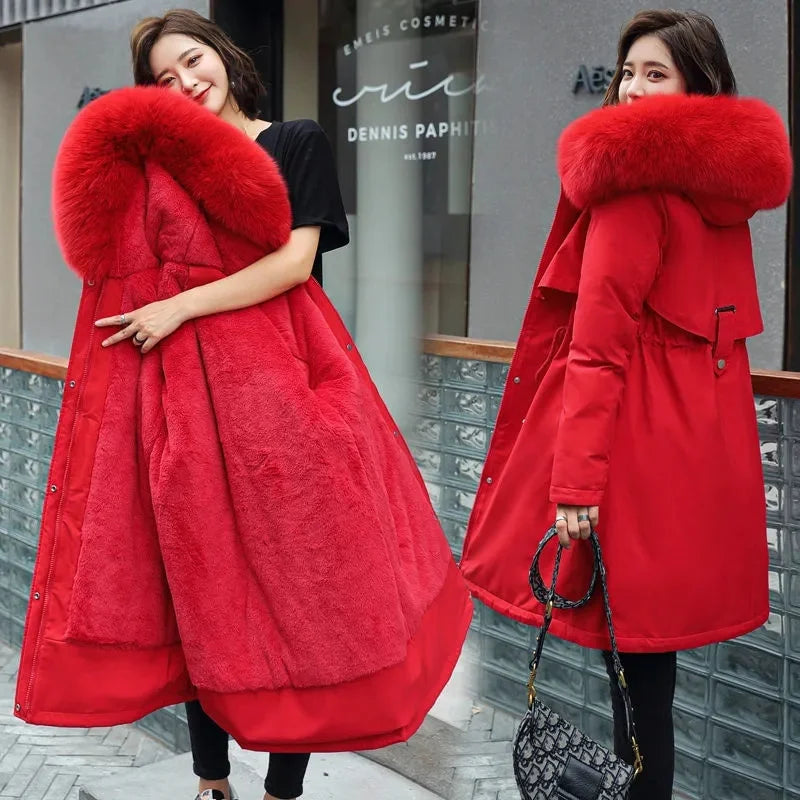 Winter Women Jacket Parka Clothes Fur Collar Warm Loose