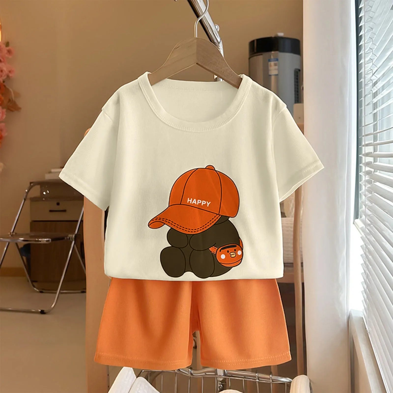 Boys Tracksuit 2-Piece Set - Bear Tee & Shorts Summer Outfit — view 10 of boys sets