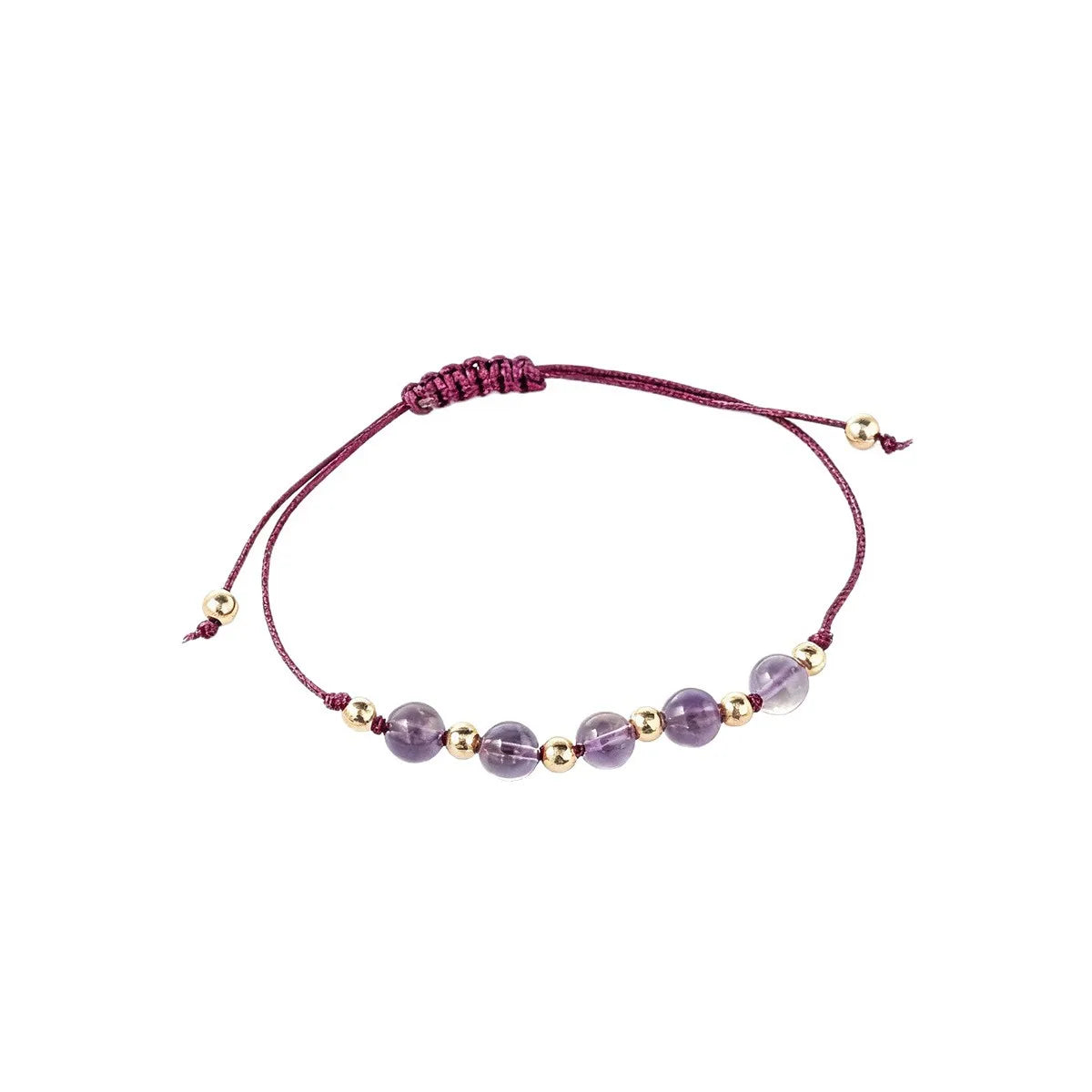 Crystal & Gemstone Amethyst Bracelet — Natural Woven Bead String Crystal Jewelry — view 5 of crystal & gemstone