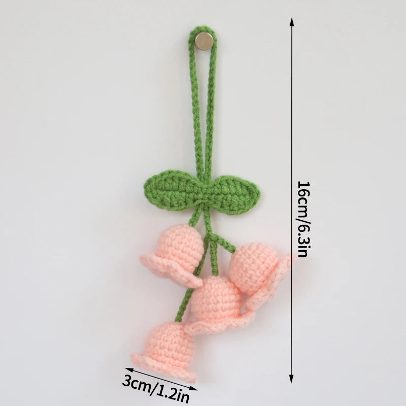 Home Decor Crochet Flower Pendant — Hand-Knitted Car Interior Hanging Decor & Bag Accessory