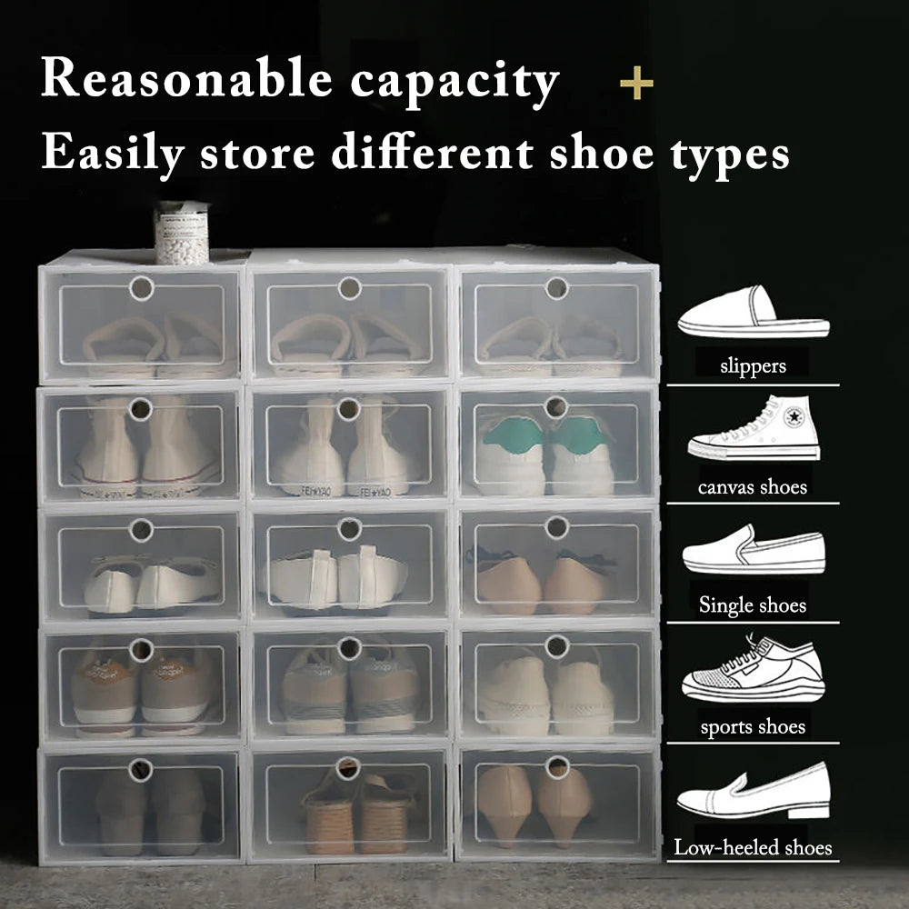 Transparent Shoe Storage Boxes — 6-Pack Foldable Stackable Organizers — view 3 of shoe accessories