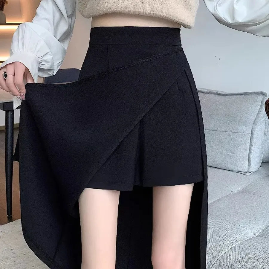 Front-Slit Mid-Long Pencil Skirt — High-Waist Body-Skimming Evening — fabric close-up