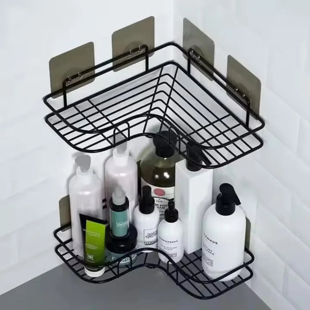 Storage Organizer Corner Shower Caddy — Wall-Mount Bathroom Shelf for Shampoo & Toiletries — view 2 of storage & organisation