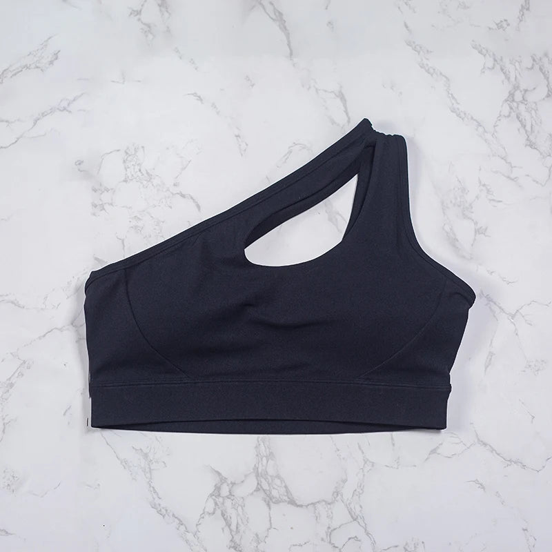Women’s One-Shoulder Yoga Sports Bra — Fitness Gym Running Workout Top Vest — view 6 of sports bras