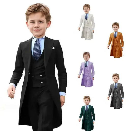 Formal Set For child Jacket For Boy Blazer Tuxedo  Suits For Boys 3 Piece Party  Costume Wedding Dress  Piano Performance