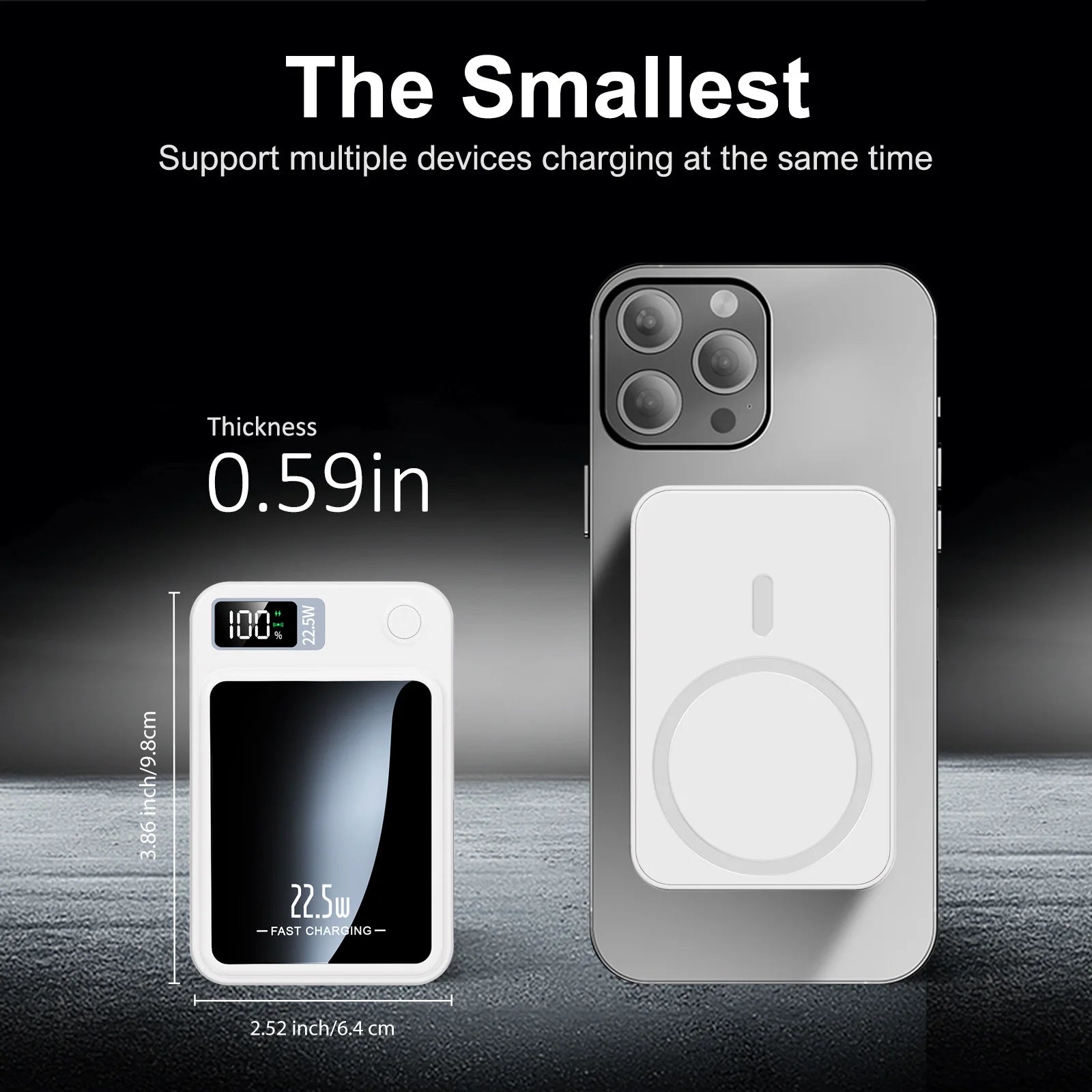 Magnetic 2-in-1 10000mAh 22.5W Wireless Power Bank — LED Display MagSafe — view 6 of power banks