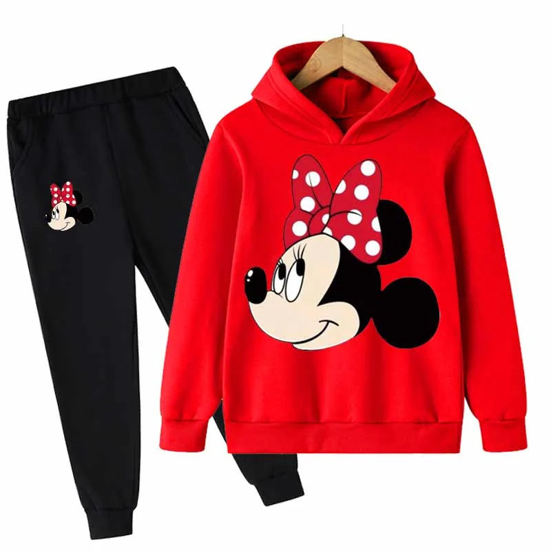 Minnie Mouse Cotton Casual Newborn Baby Boys Girls Outfits Suit Hoodies Tops+Pants 2Pcs