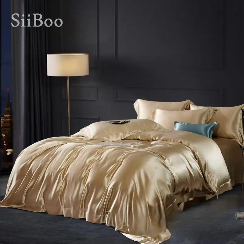 25mm thick natural silk bedding sheet duvet cover set luxurious gift Italy style home decoration sp6642