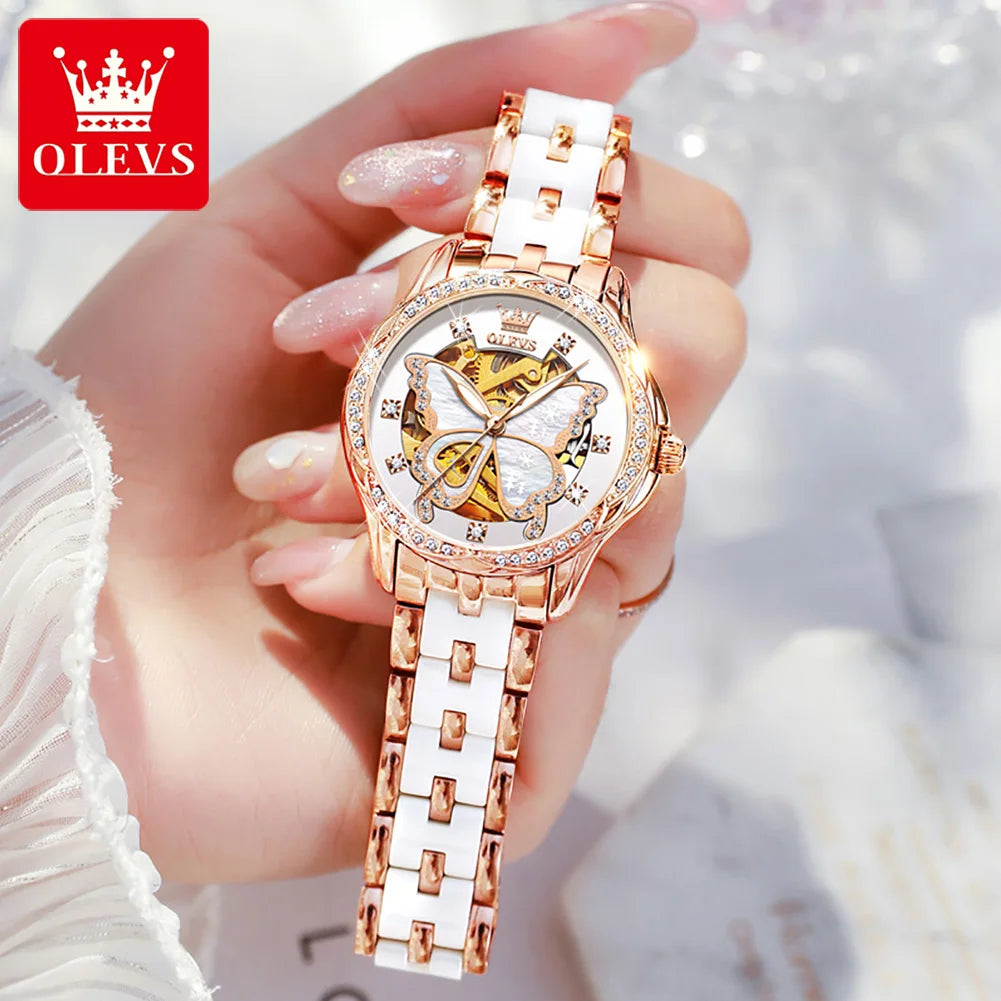 OLEVS 6622 Women's Butterfly Dial Watch — Luxury Diamond Quartz Wristwatch — view 4 of watches
