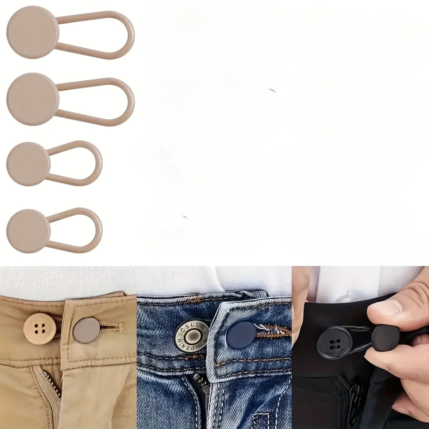 No-Sew Jean Waist Extender Buttons — Unisex Adjustable Pant Expander Pack — view 6 of accessories & jewelry
