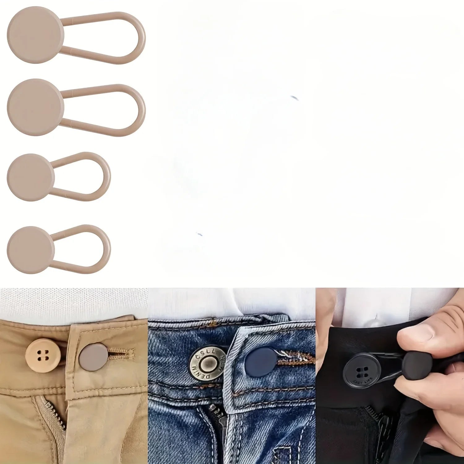 No-Sew Jean Waist Extender Buttons — Unisex Adjustable Pant Expander Pack — view 6 of accessories & jewelry