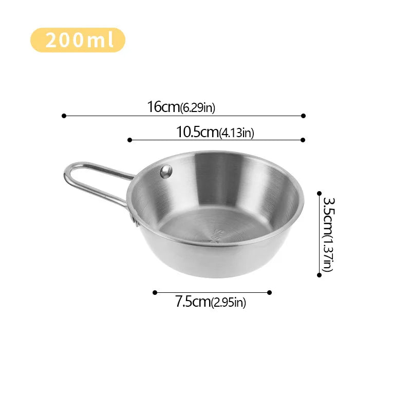 Korean Sauce Bowl with Handle — 304 Stainless Steel Rice, Wine & Seasoning Dish