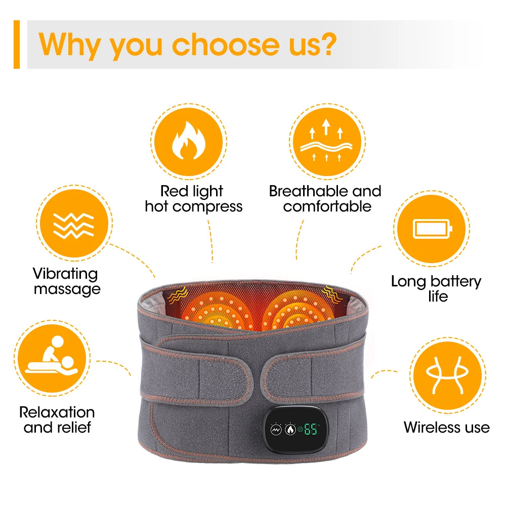 Heated Lumbar Massager Belt with Vibration — Heat + Massage + Support 3-in-1 — view 4 of braces & support