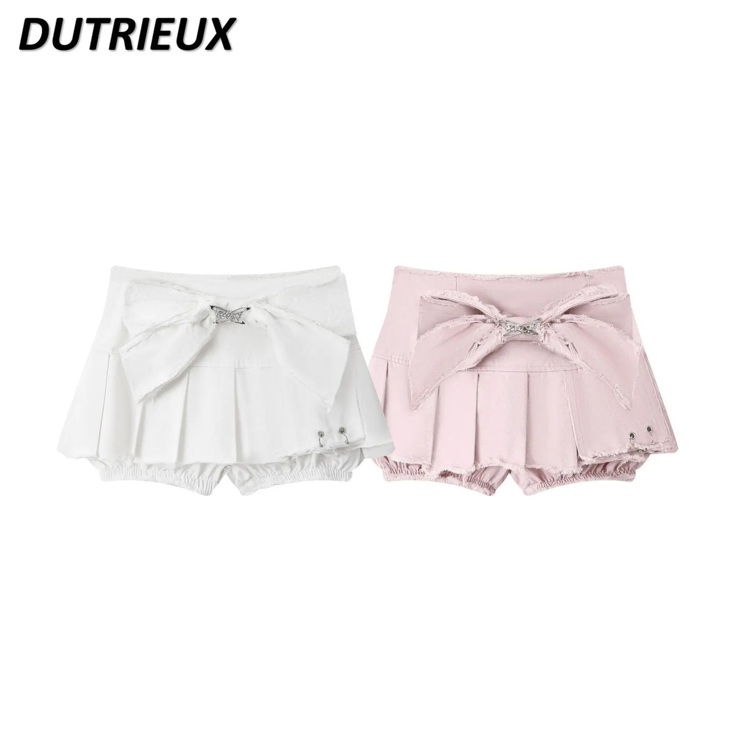 Solid Color Casual Ladies' High Waist Skirt 2024 New Summer Retro Japanese Style Sweet Cute Simple Denim Skirts for Women