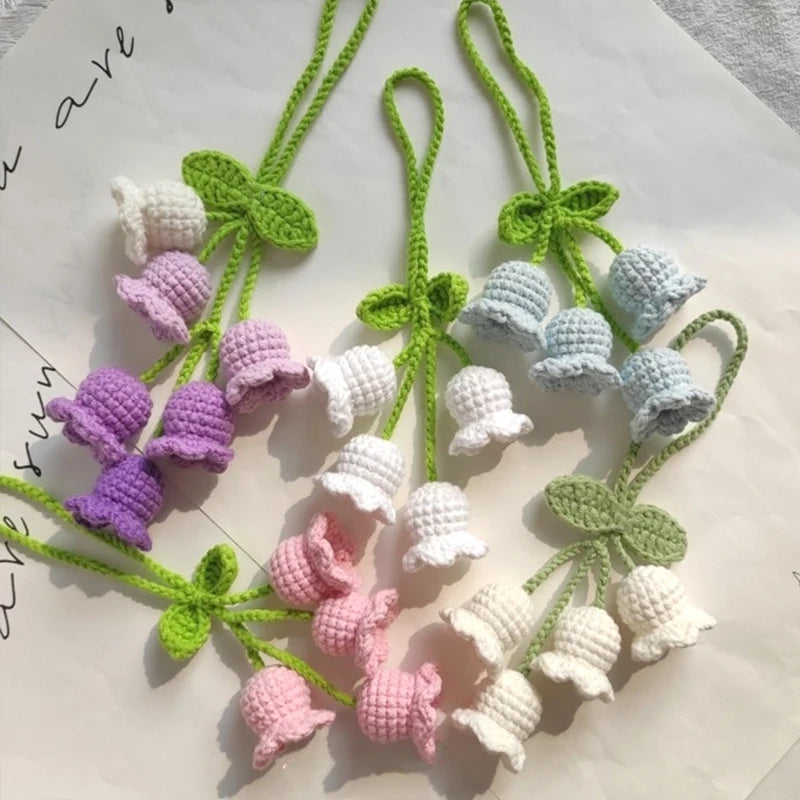 Home Decor Crochet Flower Pendant — Hand-Knitted Car Interior Hanging Decor & Bag Accessory — view 5 of home decor