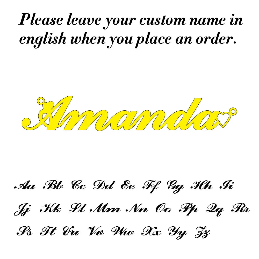 Custom Name Necklace for Women Personalized Cursive Letter Pendant Stainless Steel Jewelry