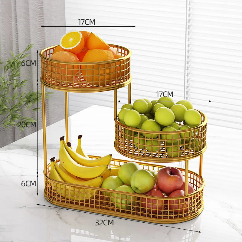 Stainless Steel Multi-Layer Fruit Basket &mdash; Elegant Round Display Rack for Kitchen &amp; Dining — view 9 of dining & tableware