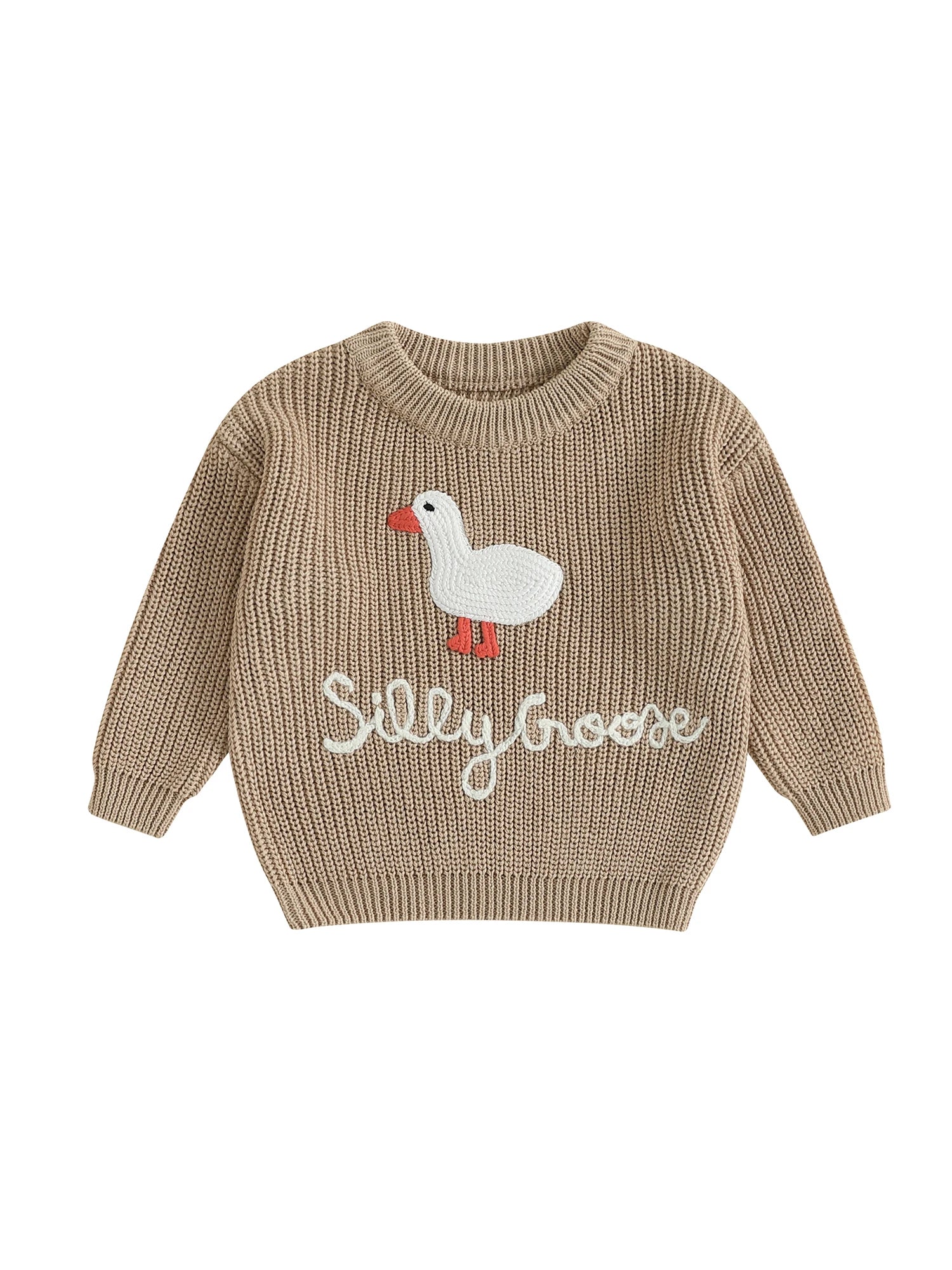 Infant Toddler Duck Embroidered Sweater - Crewneck Long Sleeve Pullover — view 2 of kids tops
