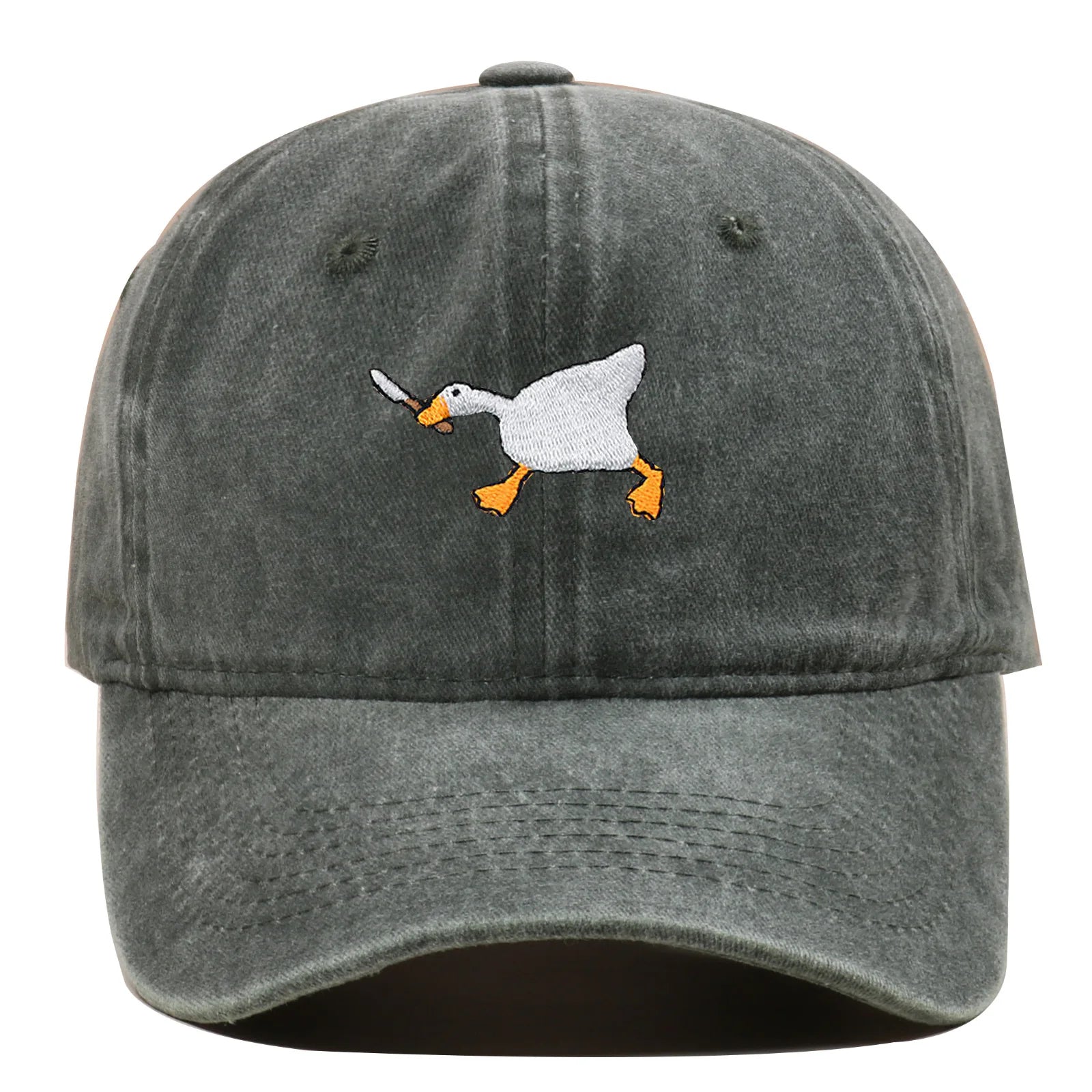 Embroidered Goose Baseball Cap — Quirky City-Style Streetwear Duckbill Casual Fashion Hat — view 2 of hats & caps