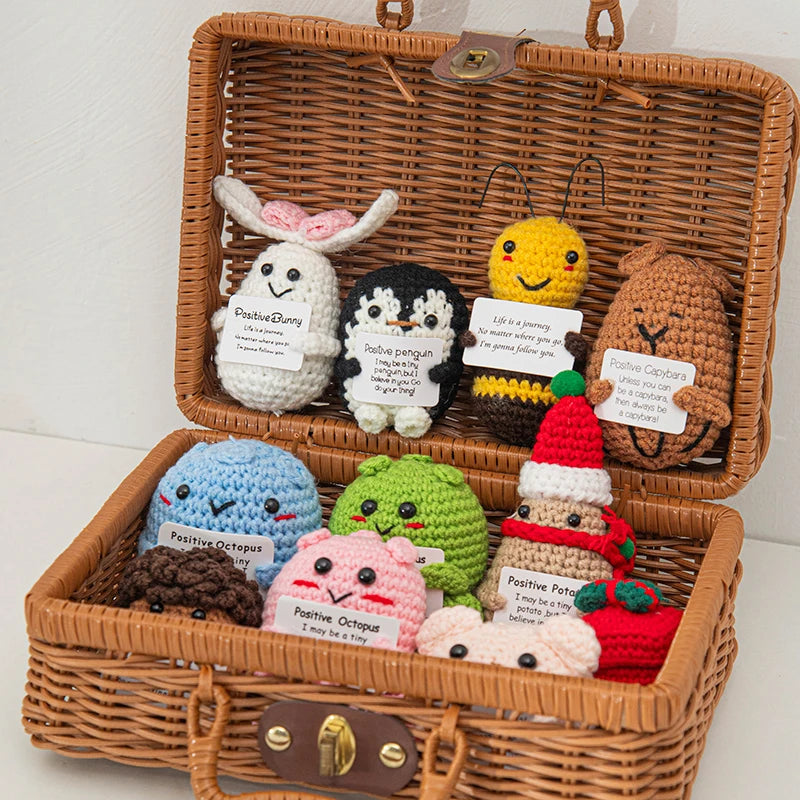 Home Decor Hand-Woven Crochet Ornament — Funny Vegetable Animal Doll with Hugging Card, Positive Energy Desk Accent & Gift — view 4 of home decor
