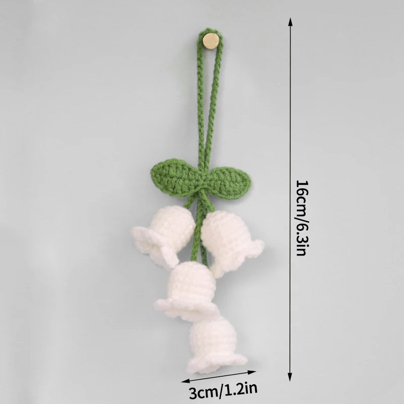 Home Decor Crochet Flower Pendant — Hand-Knitted Car Interior Hanging Decor & Bag Accessory — view 10 of home decor