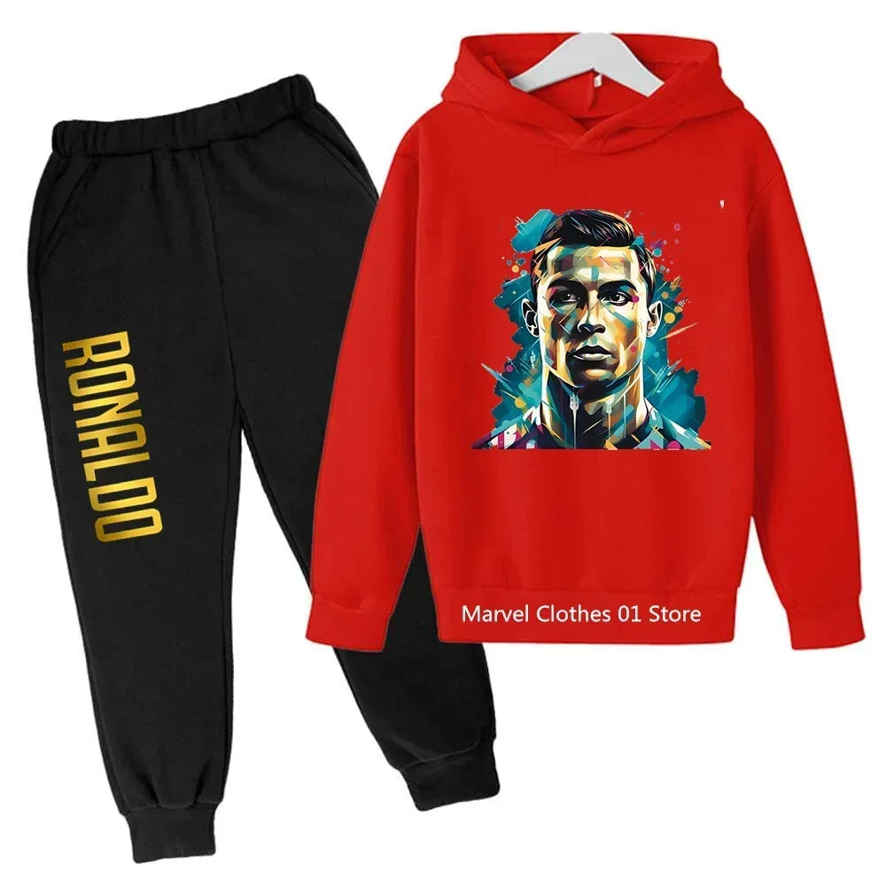 Cristiano Ronaldo CR7 Cosplay Costumes Kids Football Idol Hoodie Set Pants Kids Boys High Quality Tops Girls Clothing Sets