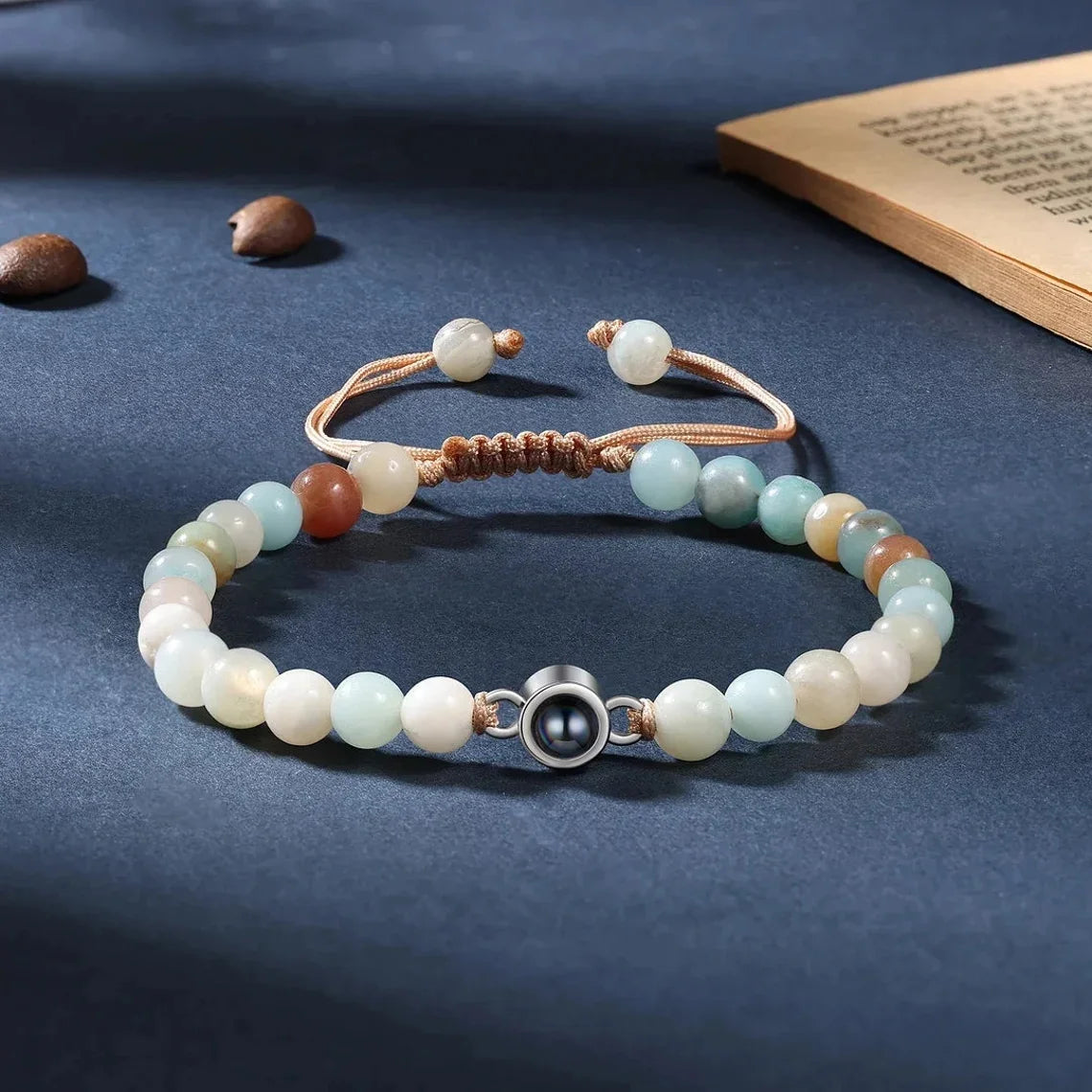 Pearl-Style Custom Photo Projection Bracelet — 6mm Personalized Beads for Couples — view 3 of bracelets
