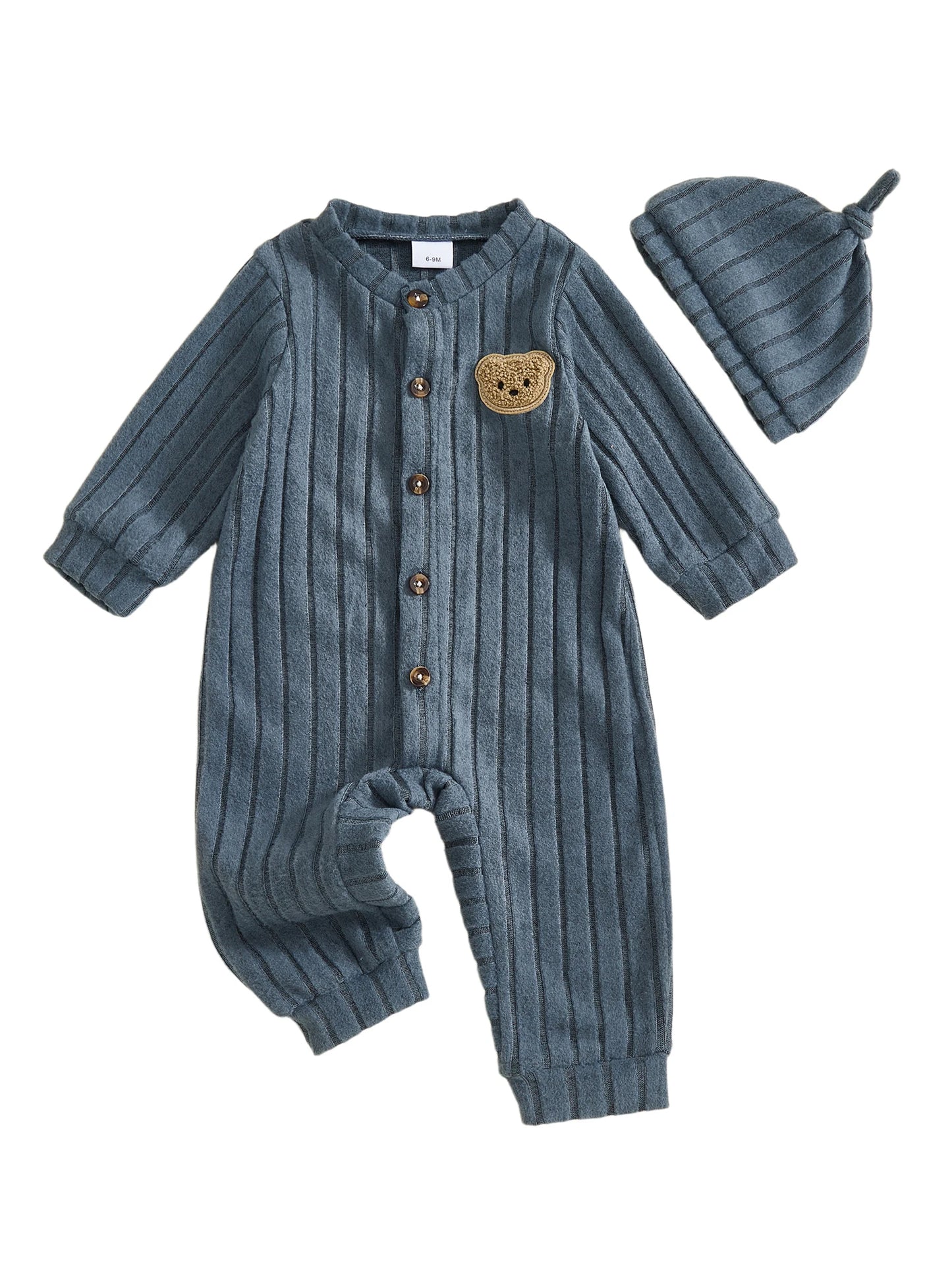 Infant Boy Bear Embroidery Romper & Beanie Set - 2-Piece Gift Outfit — view 3 of infant sets