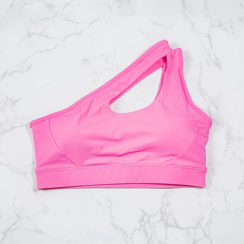 Women’s One-Shoulder Yoga Sports Bra — Fitness Gym Running Workout Top Vest — view 10 of sports bras
