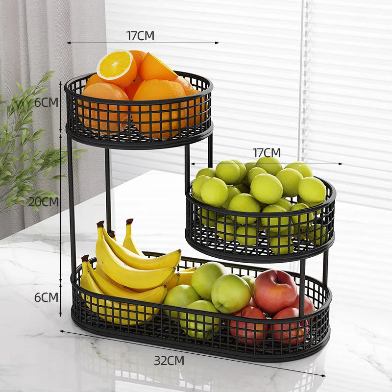 Stainless Steel Multi-Layer Fruit Basket &mdash; Elegant Round Display Rack for Kitchen &amp; Dining — view 8 of dining & tableware