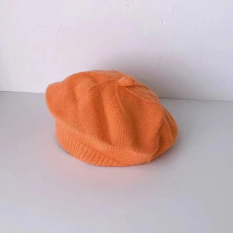 Flower Baby Beret Hat - Knitted Painter Cap for Infant Girls, Cute Toddler Princess Beret