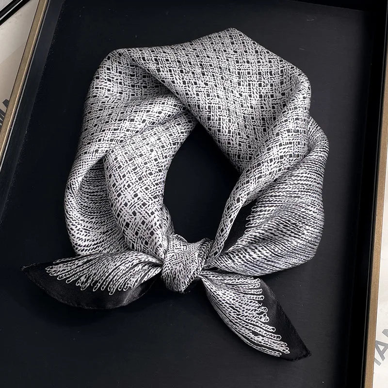 Silk Scarf Small Square 2026 Pashmina — 53×53cm Geometric Trending Palette Bandana Hair Scarf