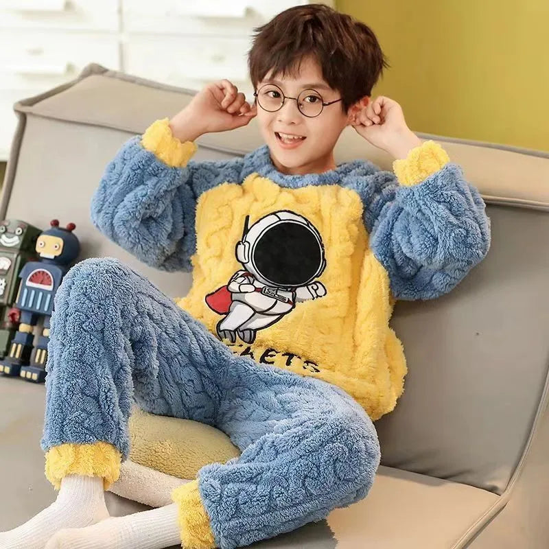 2024 New Fall Winter Fashion Long Sleeve Loungewear + Pants 2 Piece Set 5-14 Years Old Cartoon Casual Children's Clothing Set