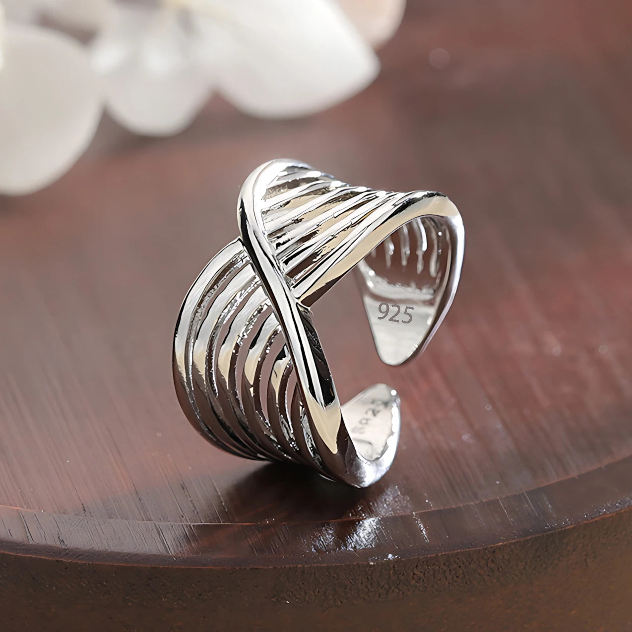 VENTFILLE Women's 925 Sterling Silver Flower Ring — Hollow Retro Fine Jewelry Gift