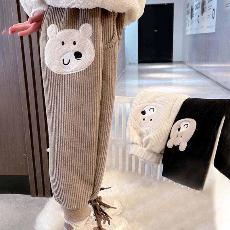 Cute Kids Pants Winter Baby Sweatpants Thicken Corduroy Boys Casual