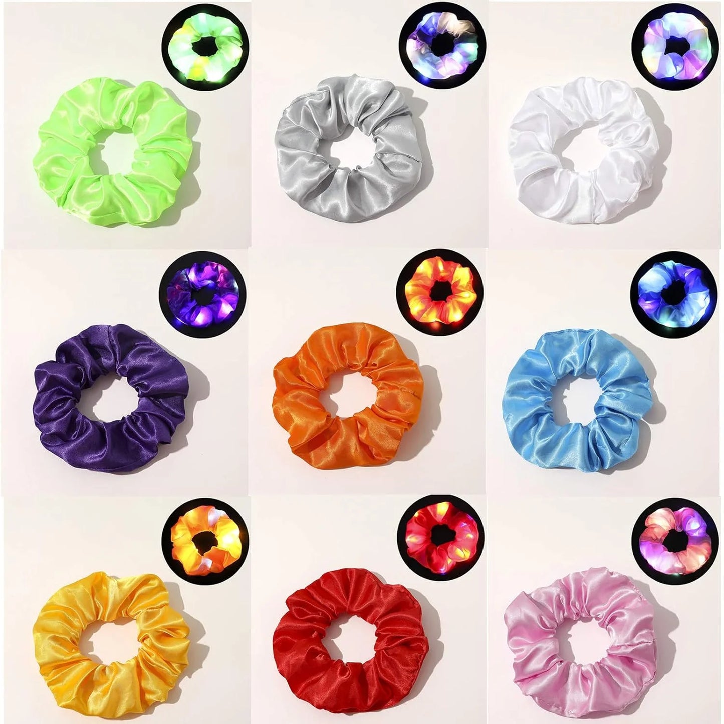 Fashion LED Luminous Hair Scrunchies Light Up Glowing Scrunchy Hair Band For Girls Flashing Hair Tie Hair Rope Hair Accessories — view 8 of product