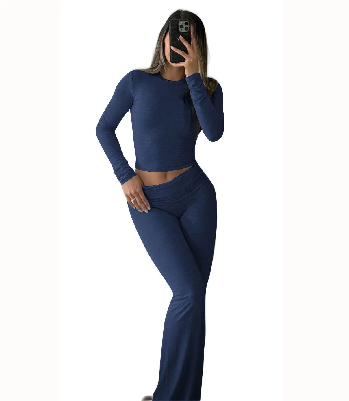 Women's Activewear Long-Sleeve + Wide-Leg Pants Set — Yoga Lounge 2-Piece Coordinated Suit — view 5 of women's activewear