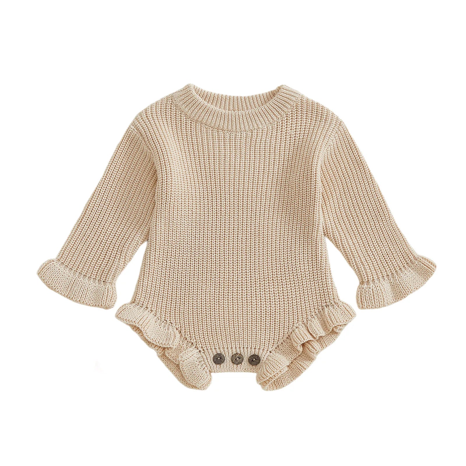 Infant Knitted Bodysuit with Ruffled Sleeves - Boutique-Style Baby Top — view 9 of baby bodysuits