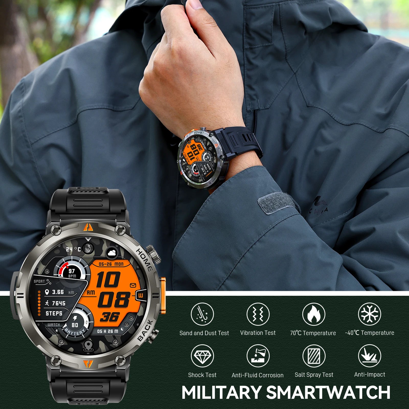 EIGIIS KE3 2025 New Bluetooth Call smartwatch for men Full Touch Screen With Health Monitor heart rate Flashlight Smart watch — view 3 of product