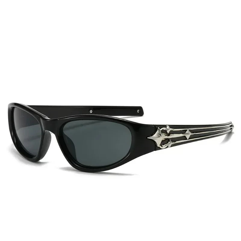 Y2K Cat-Eye Sunglasses Luxury — Punk Hip-Hop Rivet Star Designer Vintage Eyeglass UV400 Shades — view 2 of sunglasses