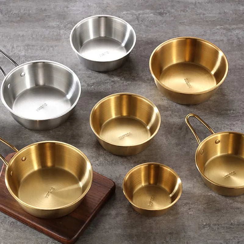 Korean Sauce Bowl with Handle — 304 Stainless Steel Rice, Wine & Seasoning Dish — view 2 of dining & tableware