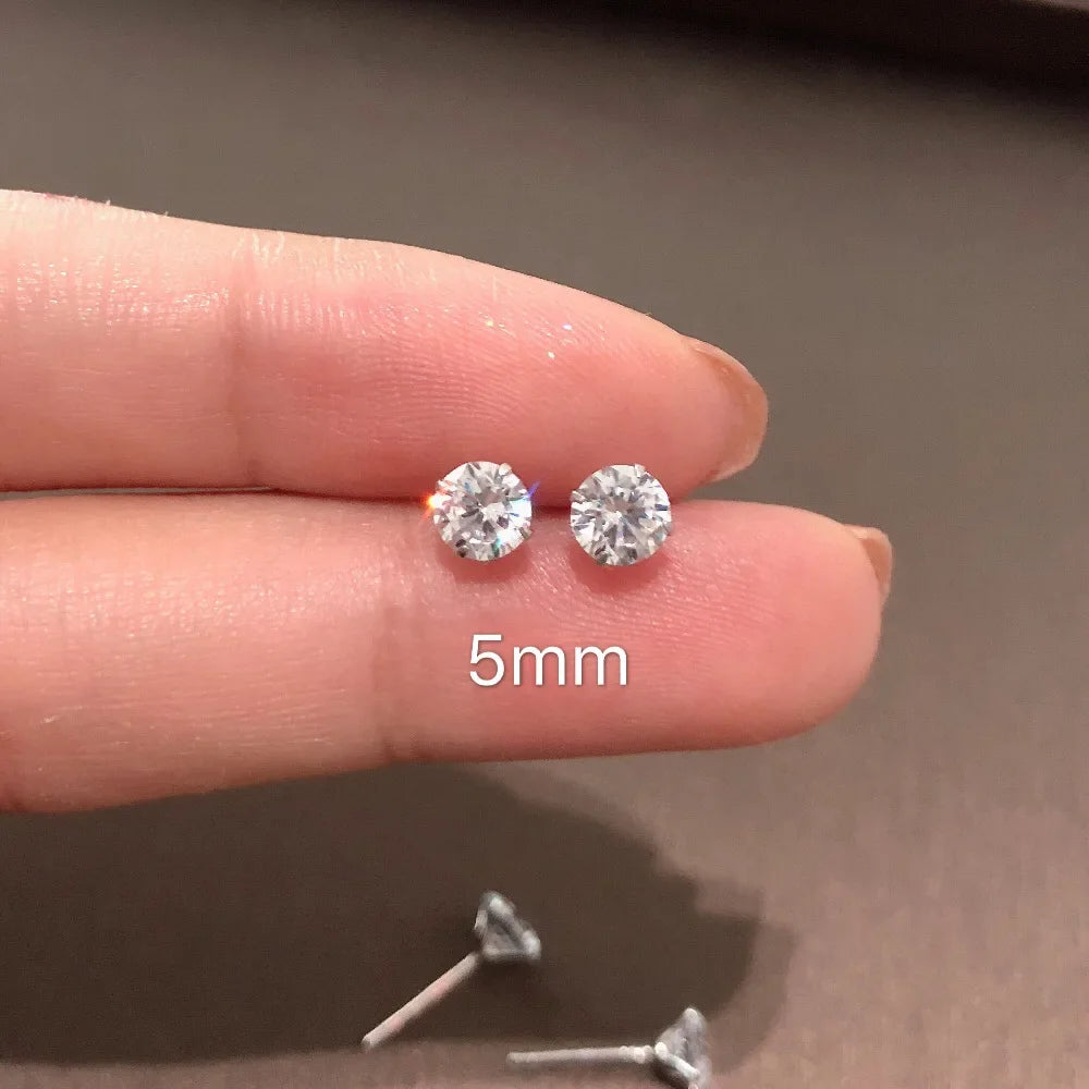 Women's 925 Sterling Silver Crystal CZ Stud Earrings — Tiny Clear Gemstone Jewelry — view 7 of jewelry