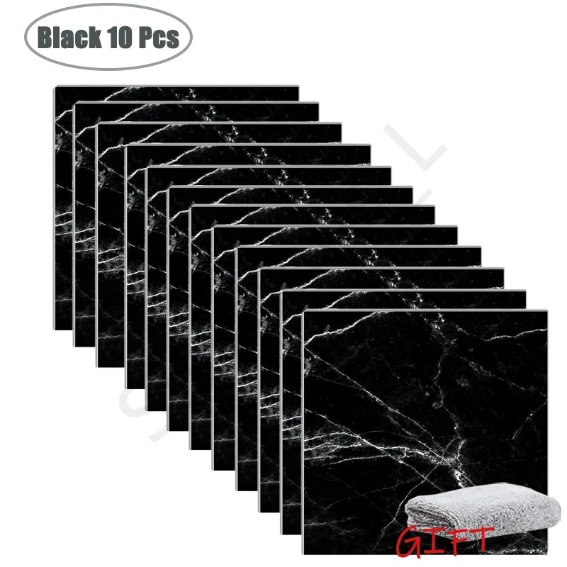 PVC Marble Peel-and-Stick Wall & Tile Stickers (10–50PCS) – Waterproof Self-Adhesive Floor & Backsplash Decor