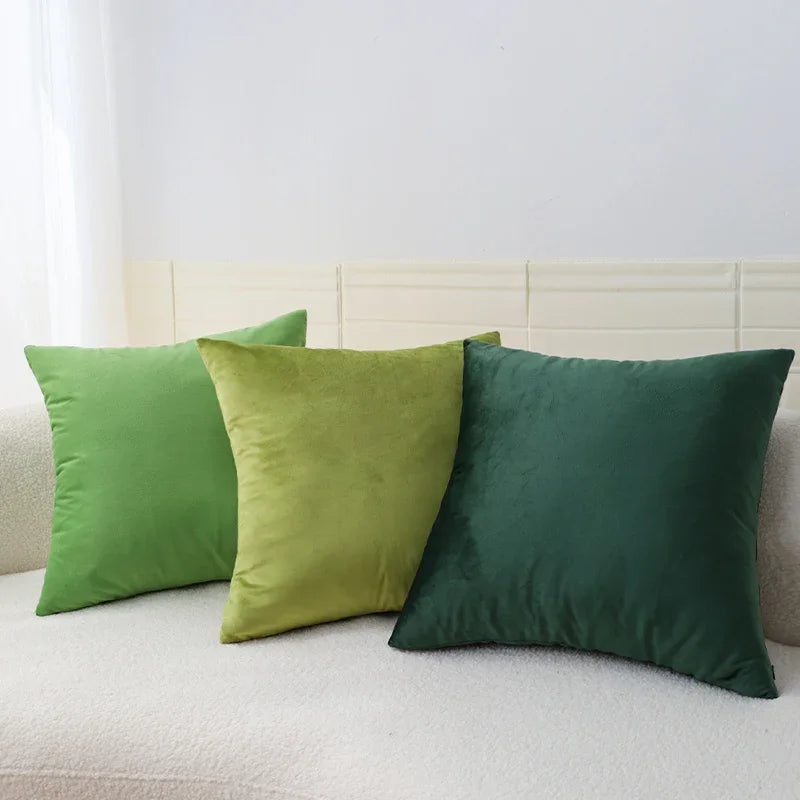 Green Velvet Cushion Cover &mdash; 18&times;18 in Nordic Decorative Pillowcase for Living Room Sofa — view 1 of cushion covers & pillow cases