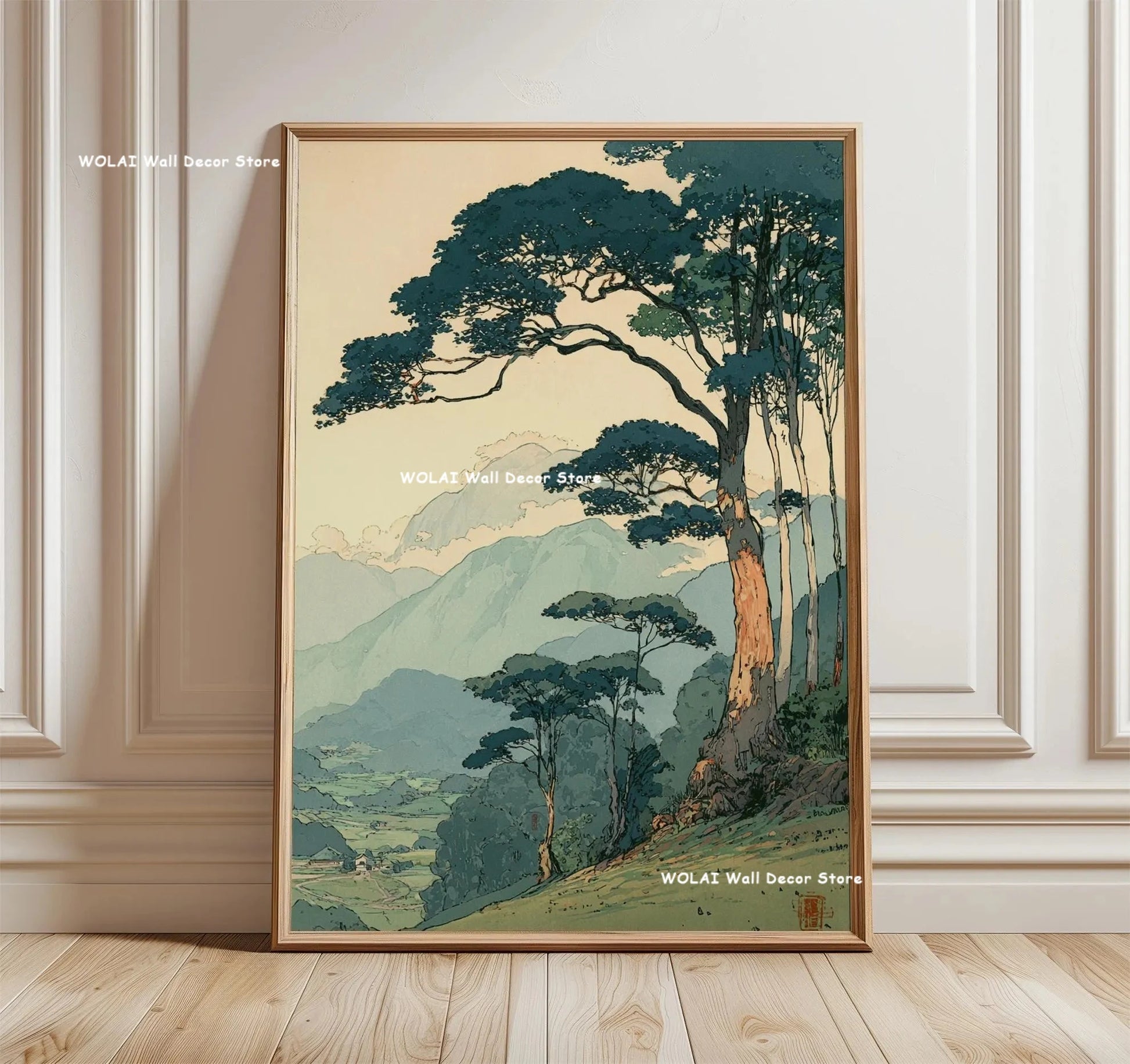 Japanese Forest &amp; Koi Fish Zen Canvas Poster &mdash; Retro Abstract Waves Wall Art for Home — view 20 of wall art & prints