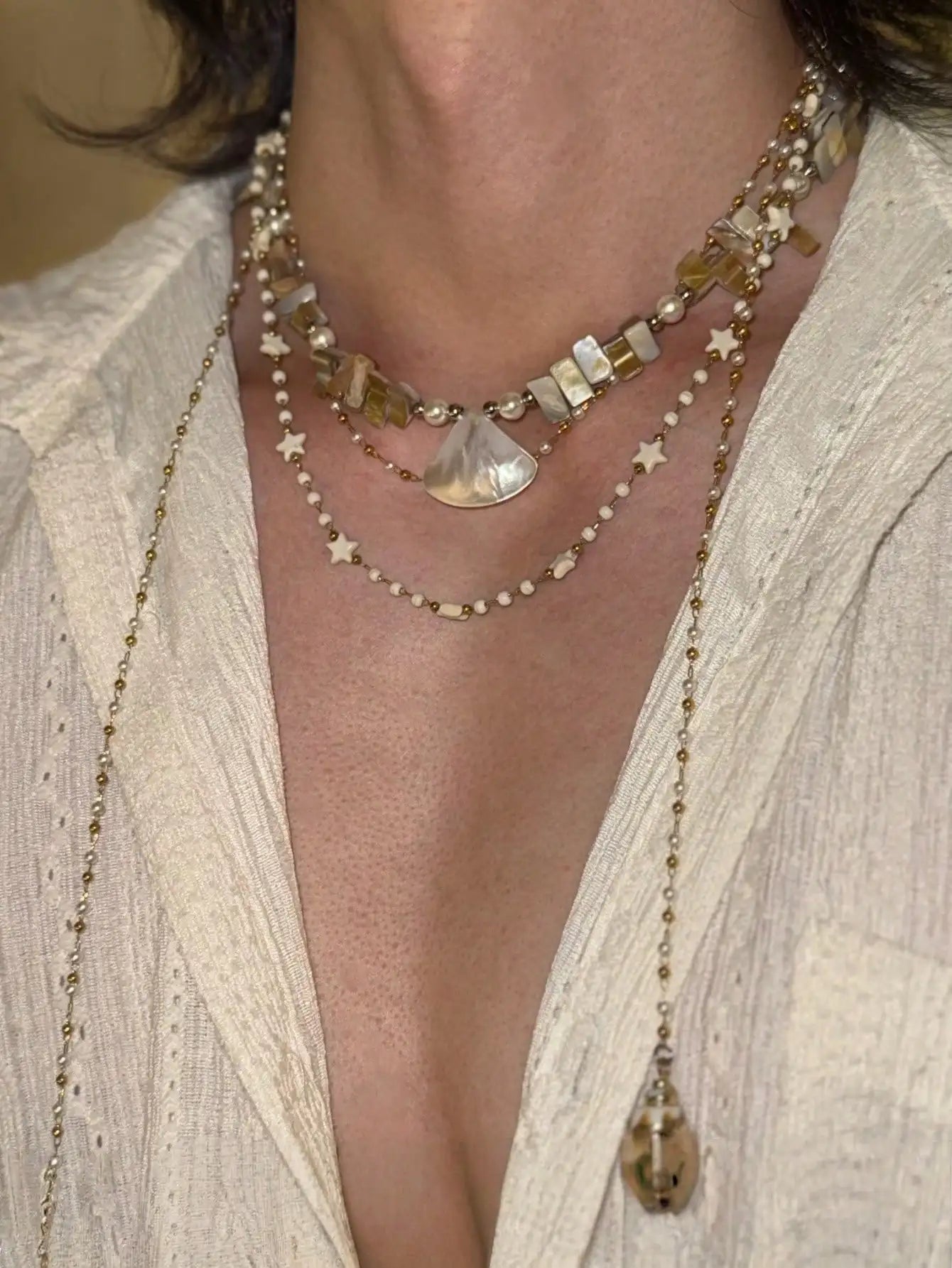 Pearl Tassel Calla Lily Necklace — Handmade Crystal Drop Pendant for Women — view 6 of necklaces