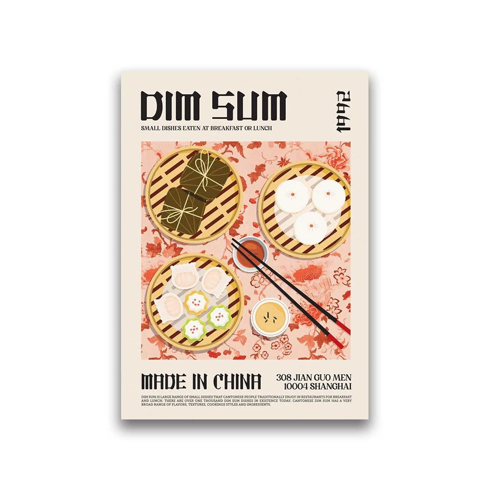Delicious World Cuisine Canvas Poster &mdash; Pho, Ramen &amp; Tapas Wall Art for Kitchen Decor